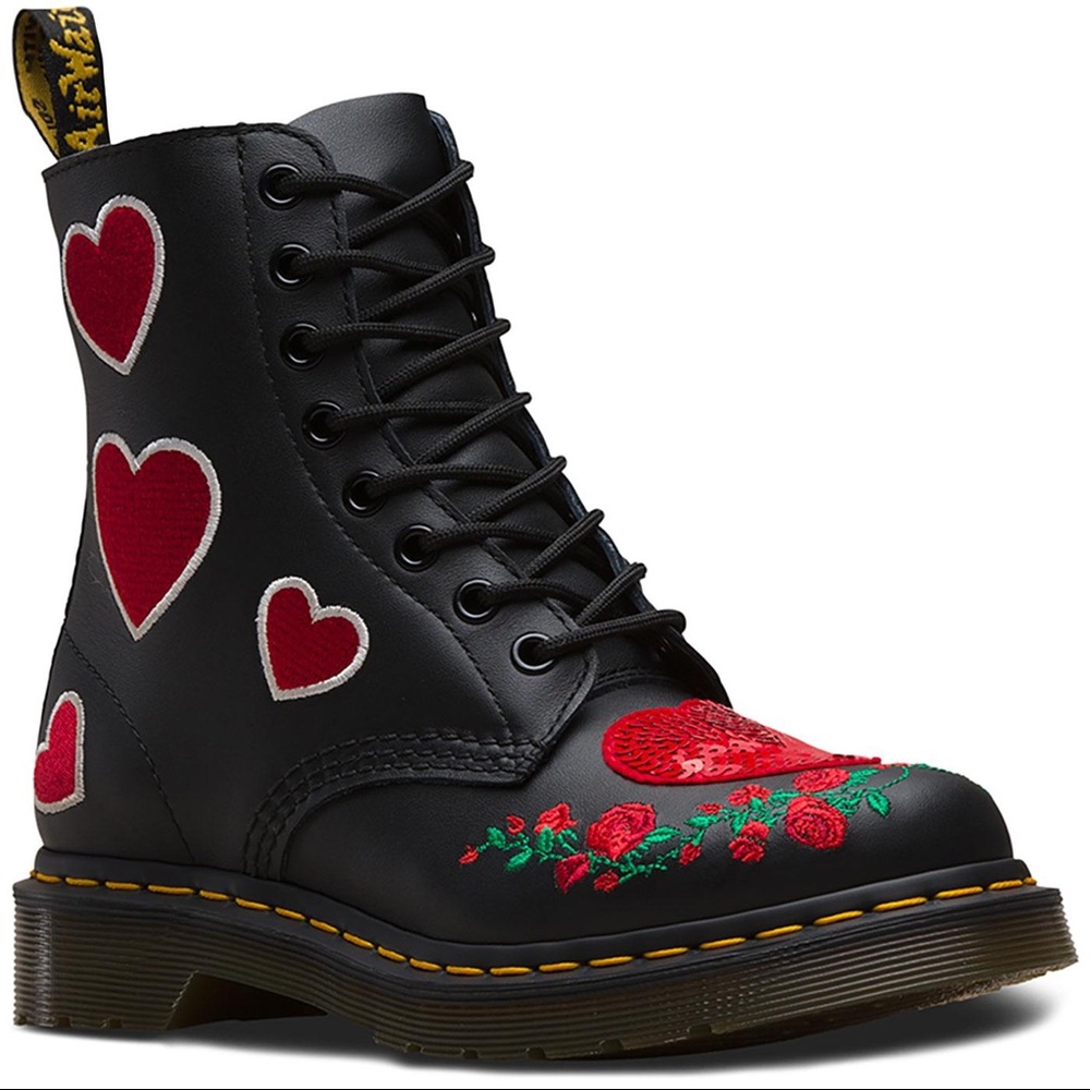 ❤️DR MARTENS PASCAL SEQUIN HEARTS 1460 HEART BOOTS - Picture 5 of 13